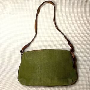 Fossil key per green leather shoulder bag